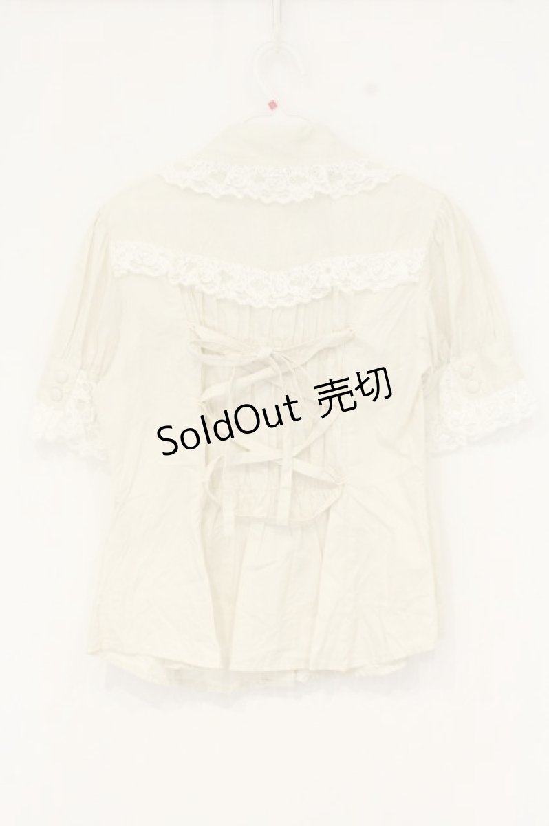 画像4: metamorphose / 綿混半袖プレーンブラウス  アイボリー O-26-09-08-048-ME-BL-IG-OS (4)