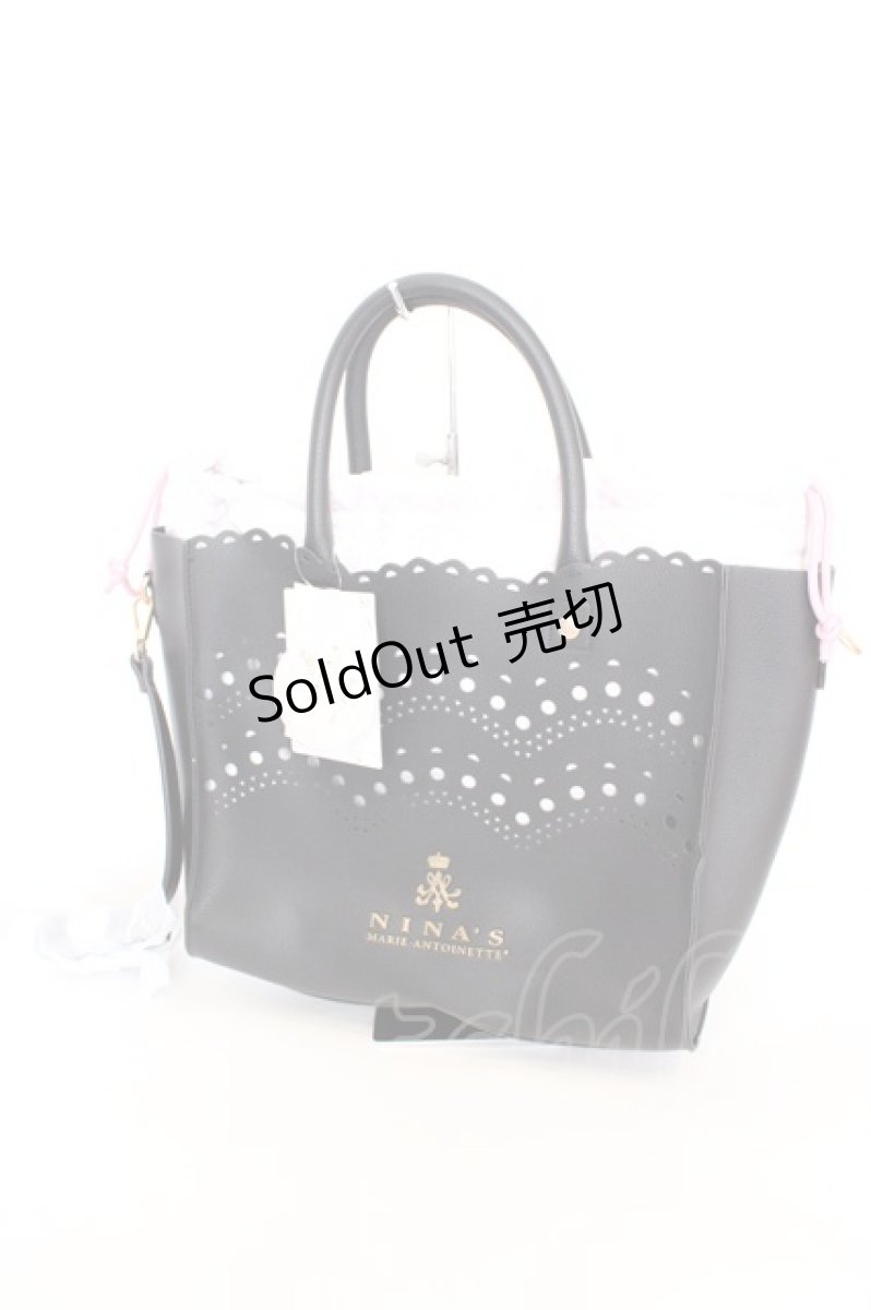 画像1: m petit by misako / NINA'S　保冷巾着付き カッティング2WAYトートバッグ  クロ O-26-09-08-1004-LO-BG-IG-OS (1)