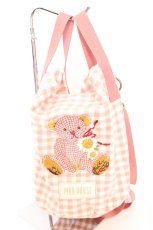 画像1: PINK HOUSE / クマ刺繍ギンガムショルダーバッグ  ピンク O-26-09-08-1041-LO-BG-OW-OS (1)