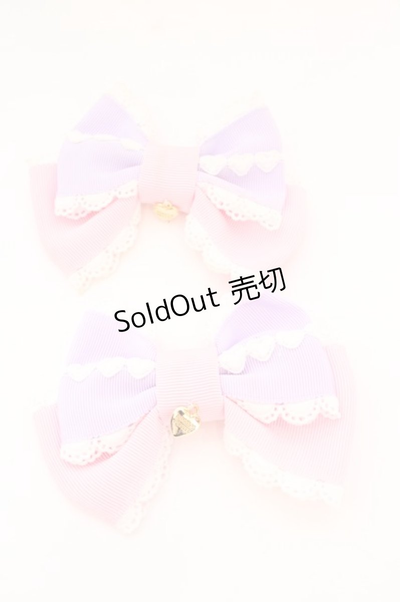 画像1: Angelic Pretty / ハートレース配色リボンクリップSet  ピンク×ラベンダー O-26-09-08-1058-AP-AC-IG-OS (1)