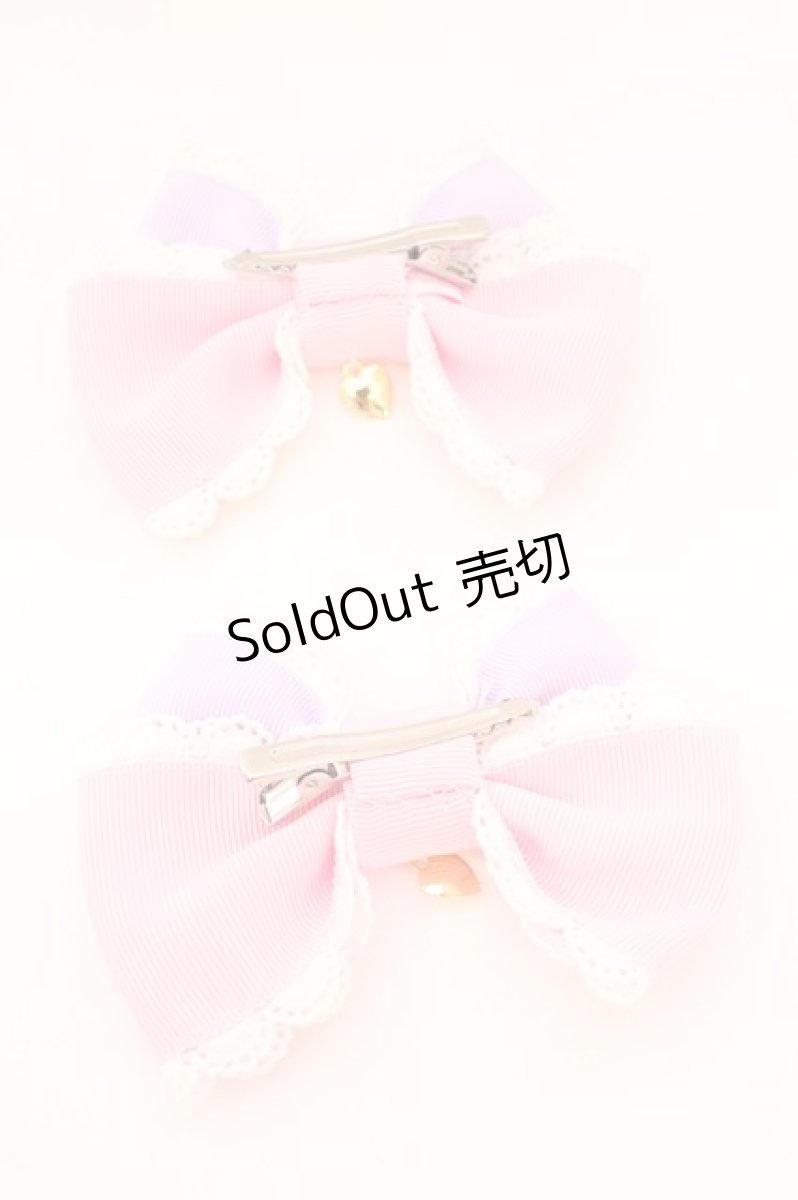 画像2: Angelic Pretty / ハートレース配色リボンクリップSet  ピンク×ラベンダー O-26-09-08-1058-AP-AC-IG-OS (2)