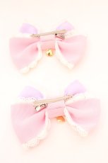 画像2: Angelic Pretty / ハートレース配色リボンクリップSet  ピンク×ラベンダー O-26-09-08-1058-AP-AC-IG-OS (2)
