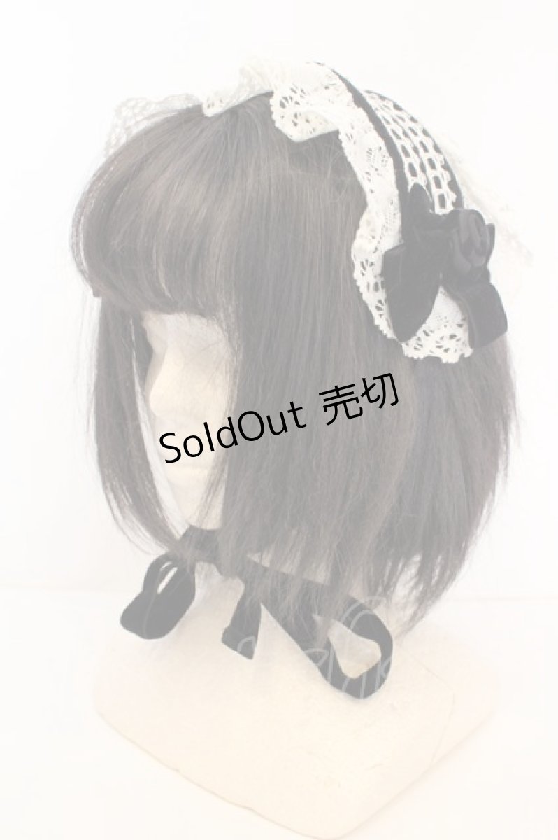 画像1: Innocent World / 巻きバラ付き別珍リボンヘッドドレス  シロ×クロ O-26-09-08-1072-IW-AC-IG-OS (1)