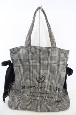 画像1: Maison de FLEUR / ラメチェックダブルリボントートバッグ  クロ O-26-09-08-1074-LO-BG-IG-OS (1)