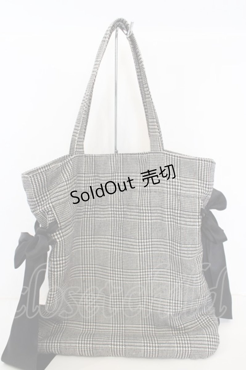 画像4: Maison de FLEUR / ラメチェックダブルリボントートバッグ  クロ O-26-09-08-1074-LO-BG-IG-OS (4)