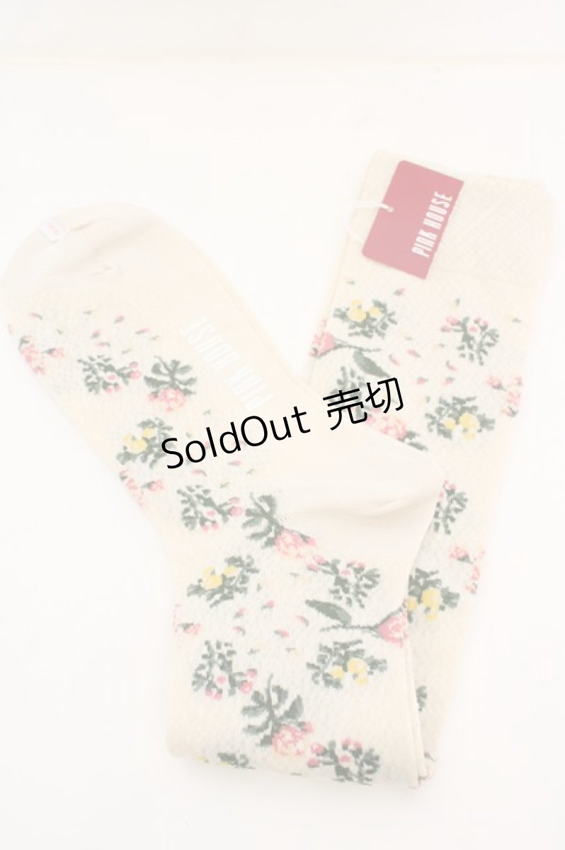画像1: PINK HOUSE / 花柄ソックス  アイボリー O-26-09-08-1104-LO-ZA-IG-OS (1)