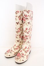 画像1: PINK HOUSE / リトルローズプリント レインブーツ 22.5cm オフシロ×ピンクローズ O-26-09-08-1111-LO-SH-IG-OS (1)