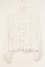 画像4: metamorphose / スタンドカラービショップスリーブブラウス  シロ O-26-09-08-057-ME-BL-IG-OS (4)
