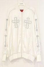 画像1: Jamie エーエヌケー / スカル刺繍スカジャン  シロ O-26-09-08-067-LO-JA-IG-OS (1)