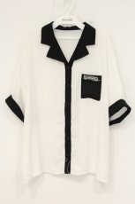 画像1: Jamie エーエヌケー / ロゴプリントボウリングシャツ  シロ×クロ O-26-09-08-073-LO-BL-IG-OS (1)