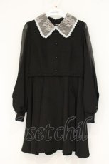 画像1: Rojita / 衿レーススリットシアー袖ワンピース  クロ O-26-09-10-032-LO-OP-IG-OS (1)