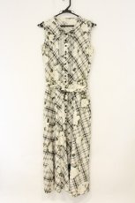 画像1: INGEBORG / フラワーチェックワンピース  オフシロ×クロ O-26-09-10-047-LO-OP-OW-OS (1)