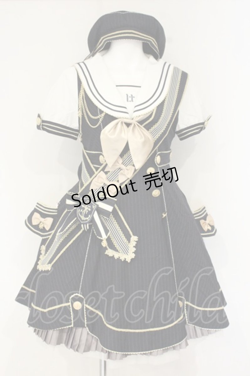 画像1: Lost Tree / 帆風〜Akademie der Meeresbriste」 夏服セーラーワンピース  ネイビー×シロ O-26-09-10-006-LO-OP-IG-OS (1)
