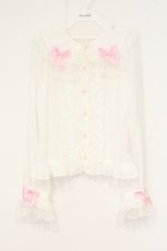 画像1: Angelic Pretty / ドレッシーリボンレースブラウス（2026）  シロ×ピンク O-26-09-10-023-AP-BL-IG-OS (1)