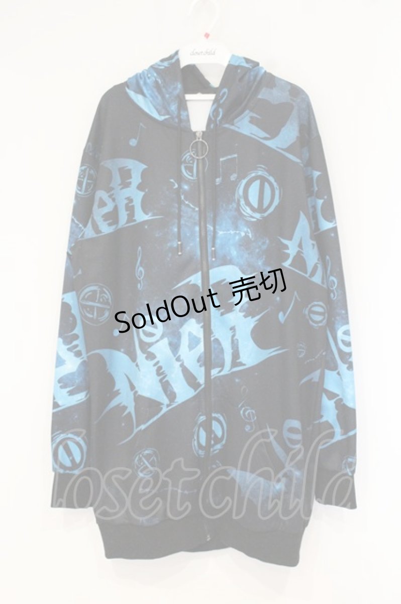 画像1: NieR Clothing / 転写ZIPパーカー F ブラック×ブルーロゴ O-26-09-11-1038-PU-TO-OW-OS (1)