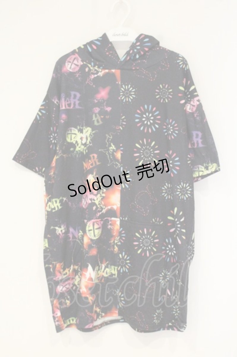 画像1: NieR Clothing / 転写パーカー F ブラック×花火 O-26-09-11-1039-PU-TO-OW-OS (1)
