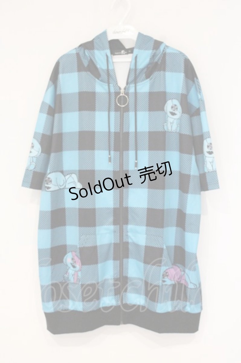 画像1: NieR Clothing / 転写パーカー F ブルーグリーンチェック×ONE君 O-26-09-11-1041-PU-TO-OW-ZT1016N (1)