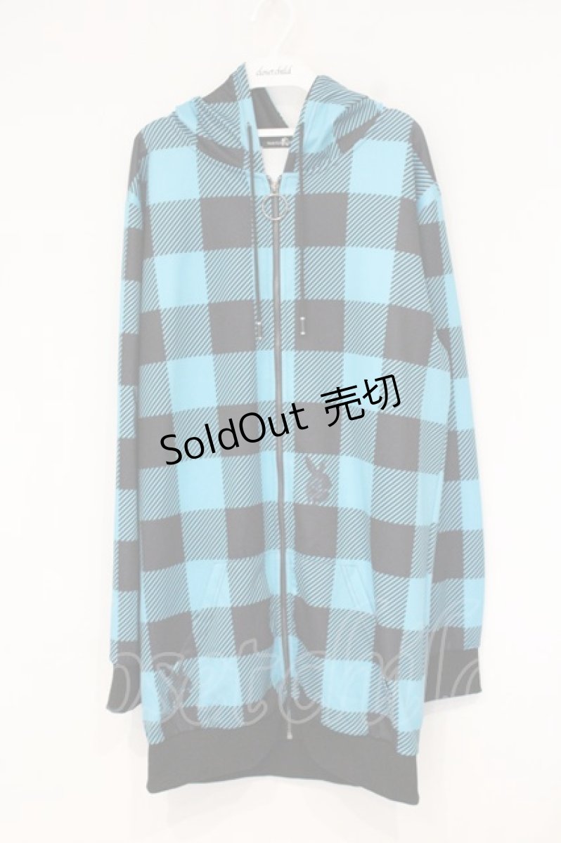 画像1: NieR Clothing / 転写パーカー F ブルーグリーンチェック×ウサギ O-26-09-11-1043-PU-TO-OW-OS (1)
