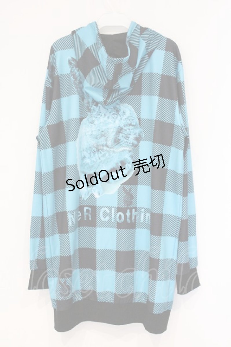 画像3: NieR Clothing / 転写パーカー F ブルーグリーンチェック×ウサギ O-26-09-11-1043-PU-TO-OW-OS (3)