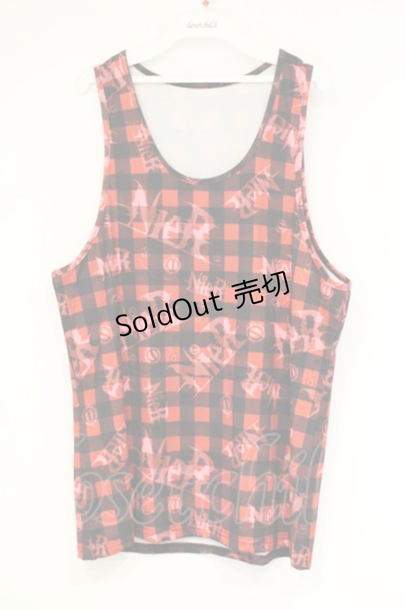 画像1: NieR Clothing / 転写タンクトップ  レッドチェック×ロゴ O-26-09-11-1045-PU-TO-OW-OS (1)