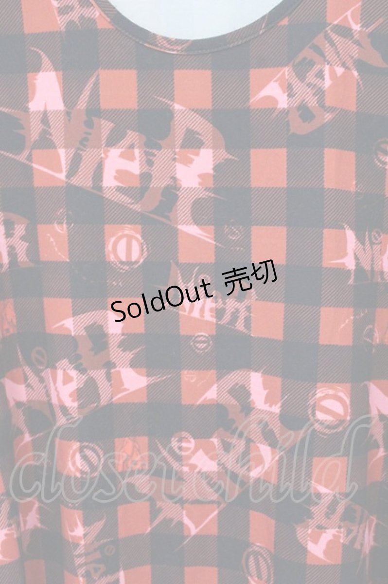 画像2: NieR Clothing / 転写タンクトップ  レッドチェック×ロゴ O-26-09-11-1045-PU-TO-OW-OS (2)