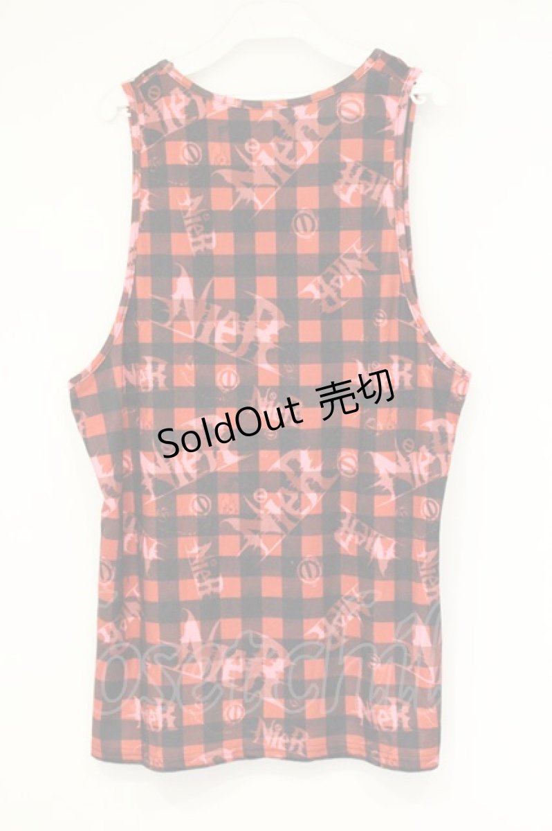 画像3: NieR Clothing / 転写タンクトップ  レッドチェック×ロゴ O-26-09-11-1045-PU-TO-OW-OS (3)