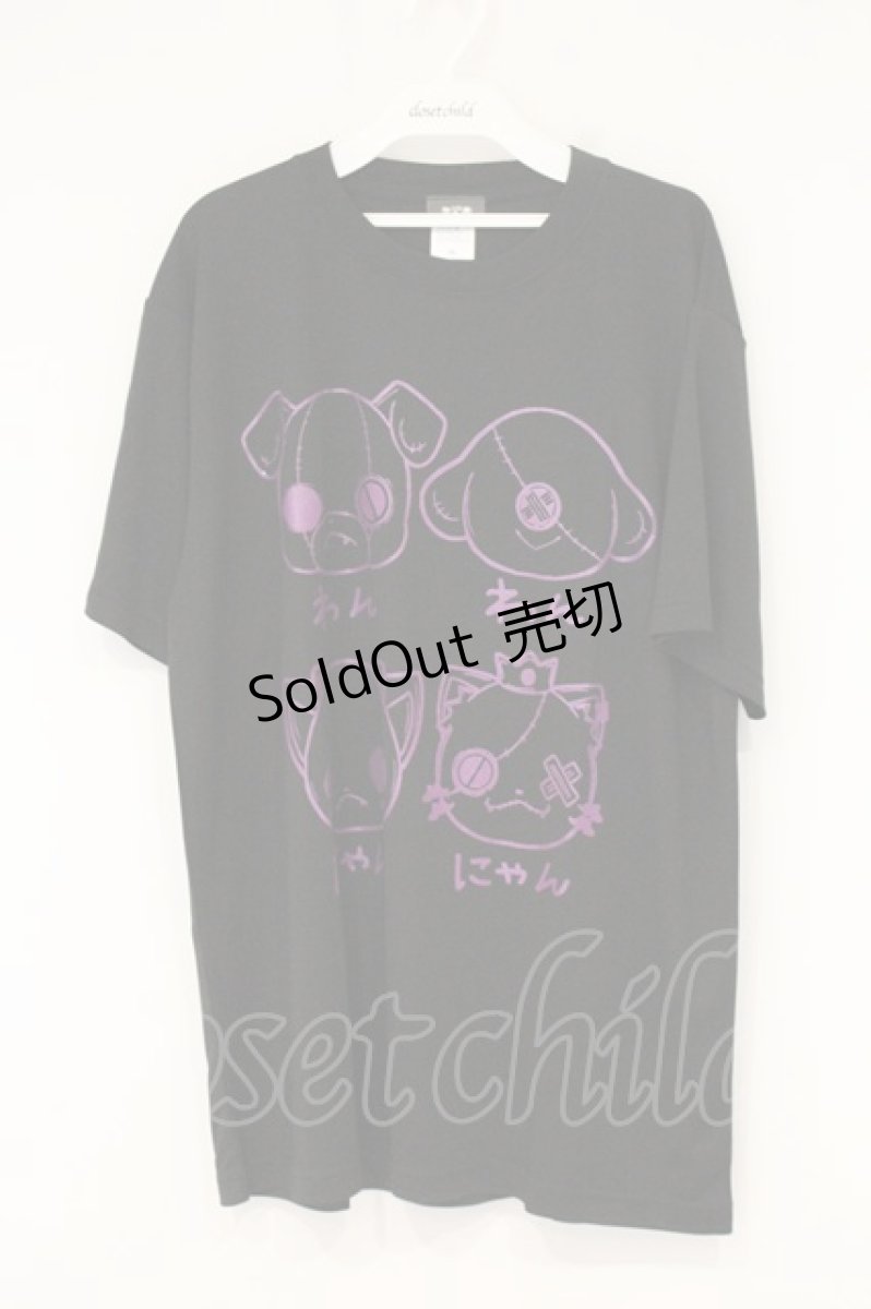 画像1: NieR Clothing / プリントTシャツ XL ブラック×ワンニャン O-26-09-11-1048-PU-TS-OW-OS (1)