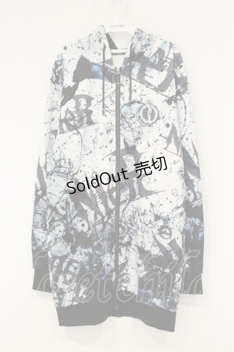 画像1: NieR Clothing / 転写ZIPパーカー F ブルー系スプラッシュ O-26-09-11-1054-PU-TO-OW-OS (1)