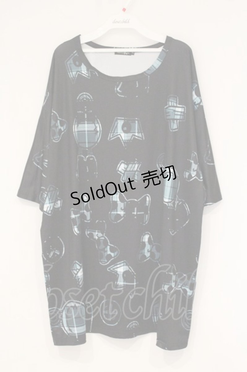 画像1: NieR Clothing / 転写BIGTシャツ F ブラック×チェックロゴ O-26-09-11-1057-PU-TO-OW-OS (1)