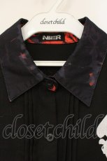 画像2: NieR Clothing / 着物袖風シャツ F ブラック×彼岸花 O-26-09-11-1058-PU-BL-OW-OS (2)