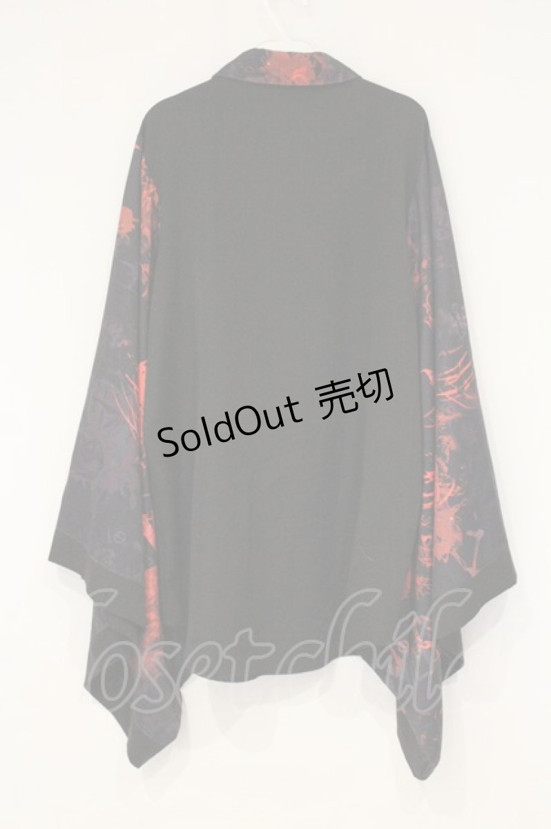 画像4: NieR Clothing / 着物袖風シャツ F ブラック×彼岸花 O-26-09-11-1058-PU-BL-OW-OS (4)