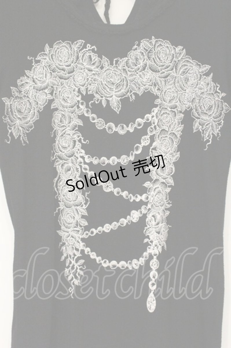 画像2: ALGONQUINS / ローズフレームホルターTシャツ  ブラック O-26-09-11-1076-AL-TO-IG-OS (2)