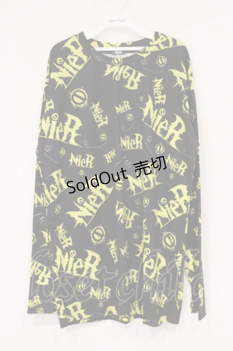 画像1: NieR Clothing / 総柄転写カットソー F ブラック×イエローロゴ O-26-09-11-1027-PU-TO-OW-OS (1)