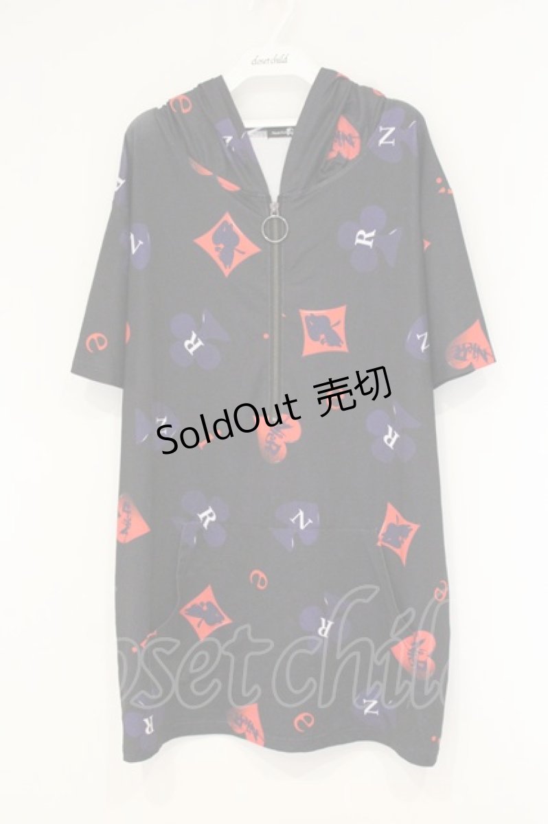 画像1: NieR Clothing / ハーフジップパーカー F ブラック×トランプアイコン O-26-09-11-1030-PU-TO-OW-OS (1)