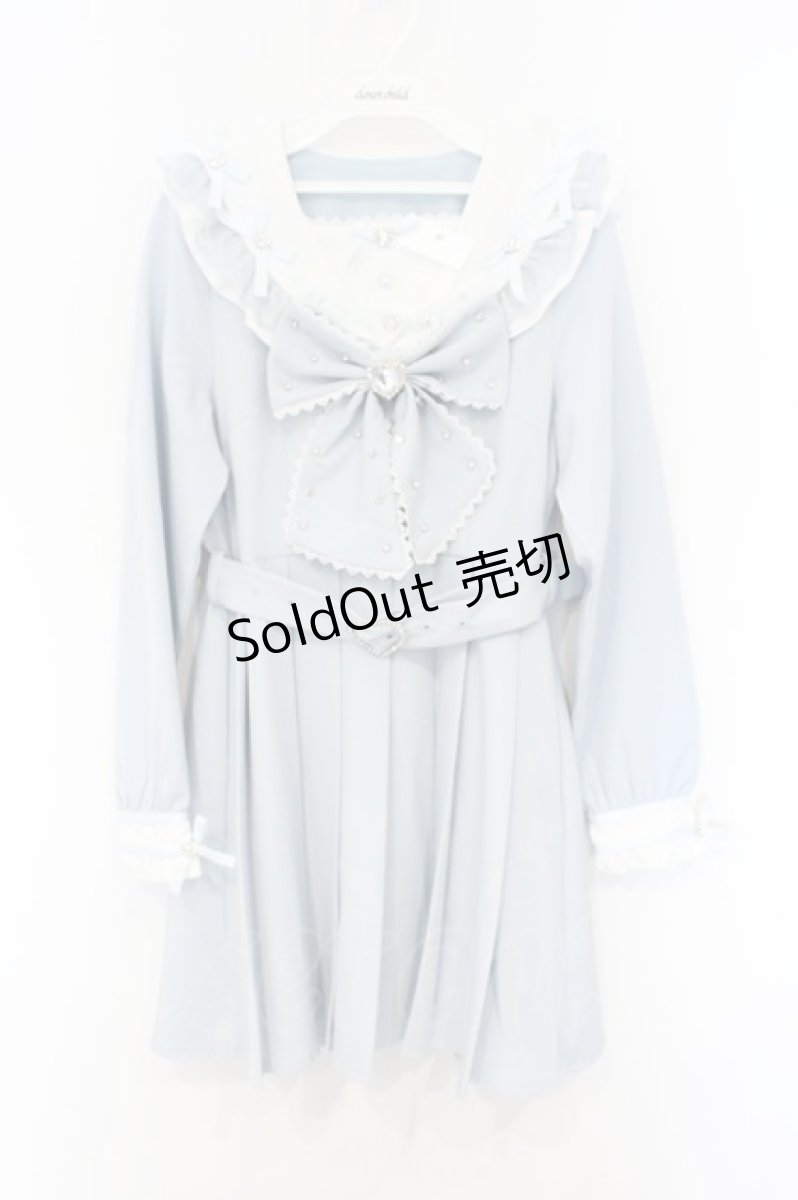 画像1: DearMyLove / ハートビジューリボンレース学園ワンピース M サックス O-26-09-11-024-GO-OP-OW-OS (1)