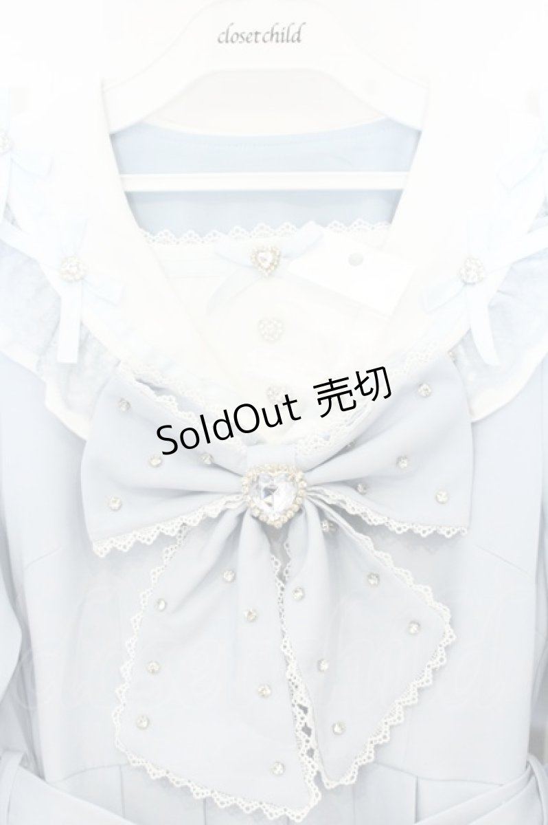 画像2: DearMyLove / ハートビジューリボンレース学園ワンピース M サックス O-26-09-11-024-GO-OP-OW-OS (2)