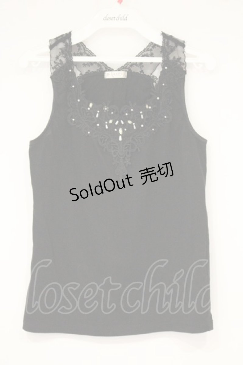 画像1: axes femme / ビジュー×レースタンクトップ M クロ O-26-09-14-034-AX-TO-OW-OS (1)