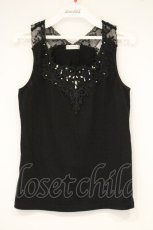 画像1: axes femme / ビジュー×レースタンクトップ M クロ O-26-09-14-034-AX-TO-OW-OS (1)