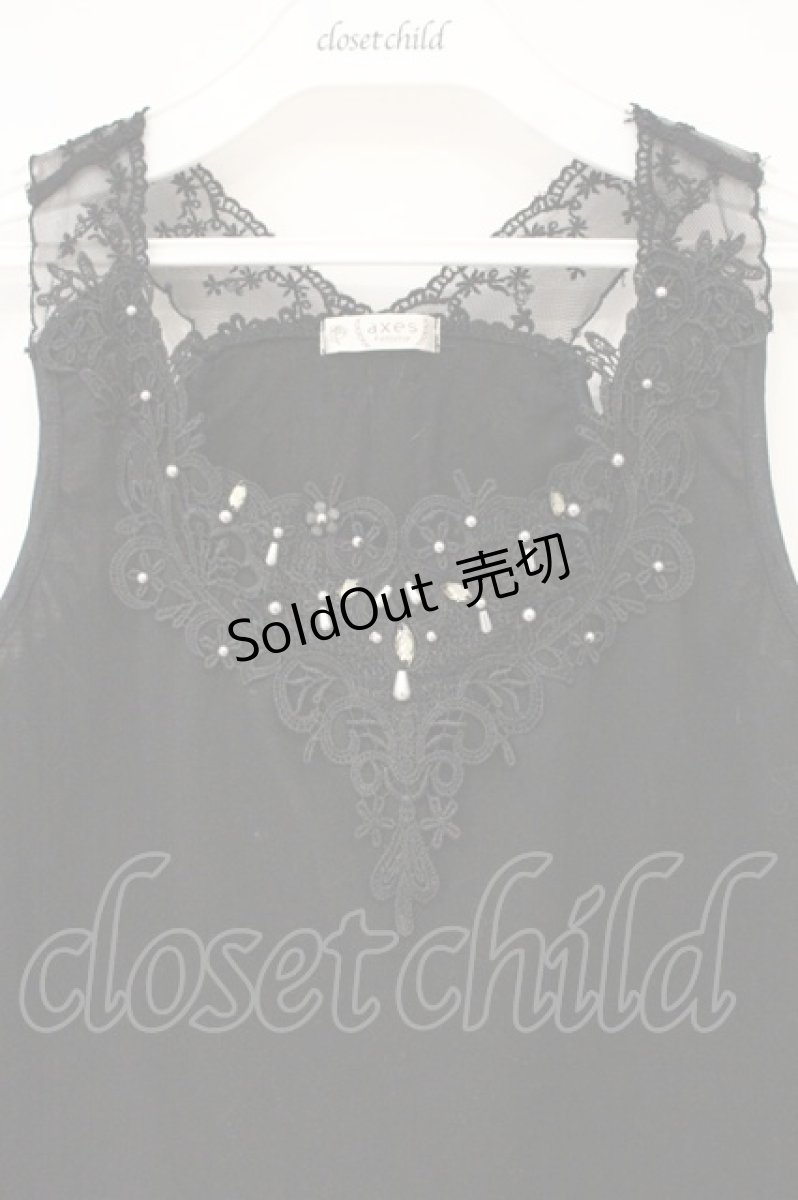 画像2: axes femme / ビジュー×レースタンクトップ M クロ O-26-09-14-034-AX-TO-OW-OS (2)