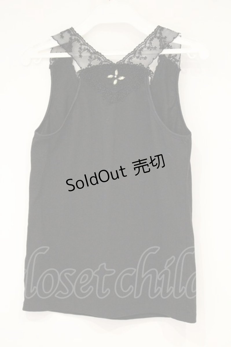画像3: axes femme / ビジュー×レースタンクトップ M クロ O-26-09-14-034-AX-TO-OW-OS (3)