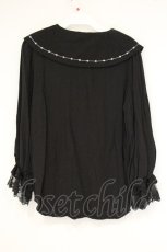 画像3: axes femme POETIQUE / 襟刺繍ボリューム袖ブラウス M クロ O-26-09-14-036-AX-BL-OW-OS (3)
