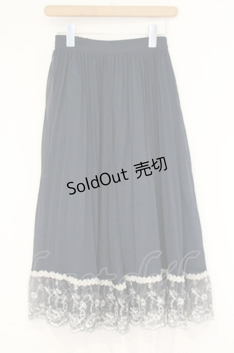 画像1: axes femme / カラー刺繍レースプリーツスカート M ネイビー O-26-09-14-041-AX-SK-OW-ZT0919W (1)