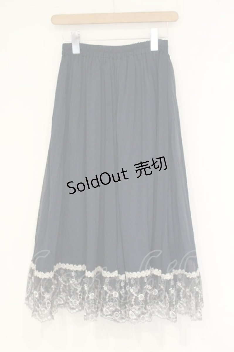 画像3: axes femme / カラー刺繍レースプリーツスカート M ネイビー O-26-09-14-041-AX-SK-OW-ZT0919W (3)