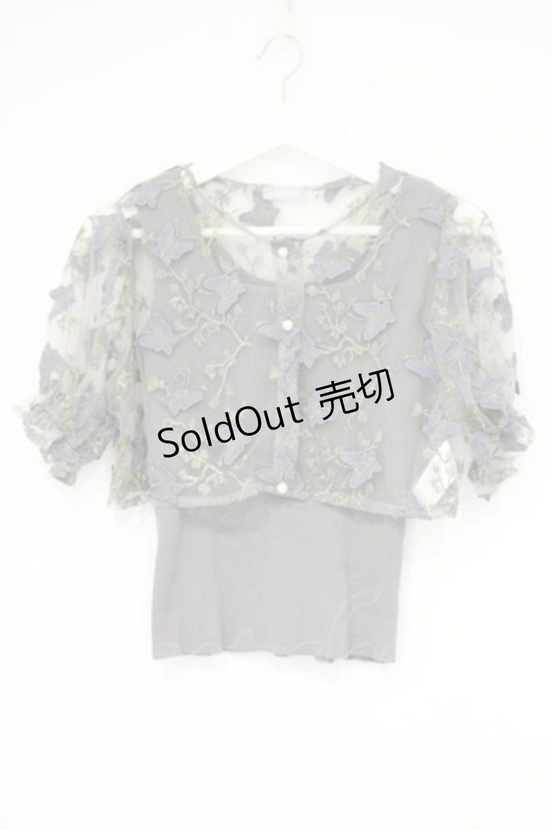 画像1: axes femme POETIQUE / 立体蝶ブラウス×タンクセット M グレー O-26-09-14-047-AX-BL-OW-OS (1)
