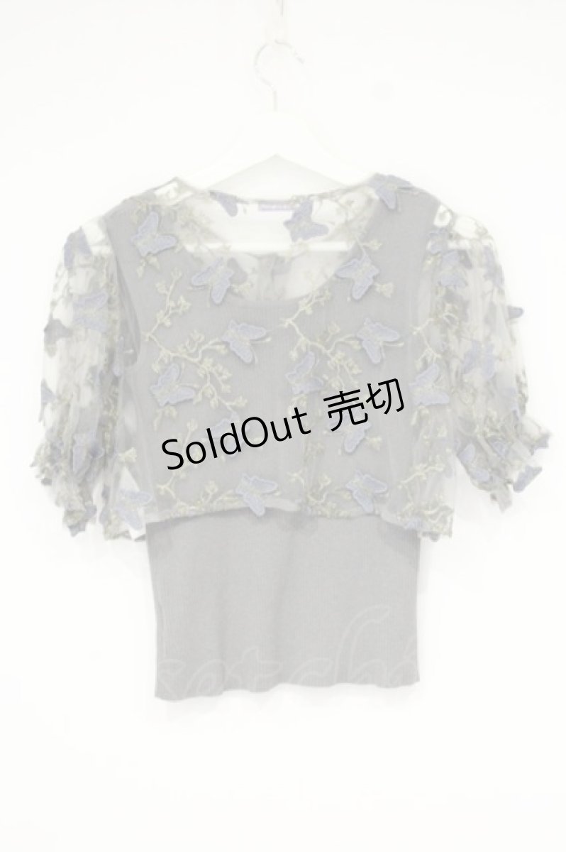 画像3: axes femme POETIQUE / 立体蝶ブラウス×タンクセット M グレー O-26-09-14-047-AX-BL-OW-OS (3)