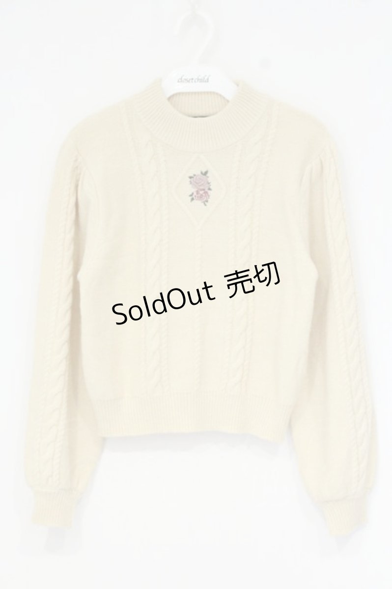 画像1: an another angelus / カメオ風ローズ刺繍ニットプルオーバー  アイボリー O-26-09-14-052-CA-TO-IG-OS (1)