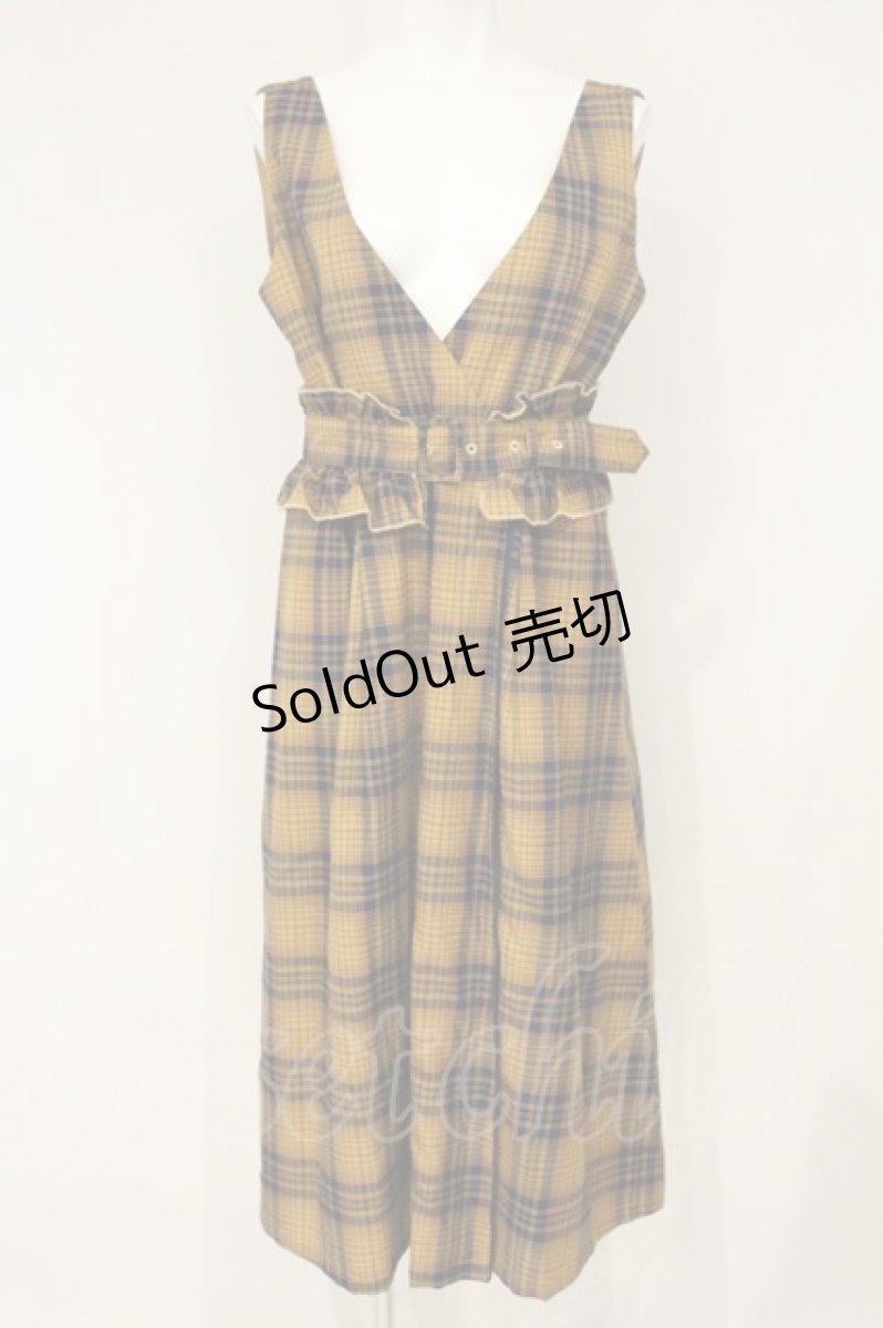 画像1: axes femme / タータンチェックワンピース M イエロー系 O-26-09-14-006-AX-OP-OW-OS (1)