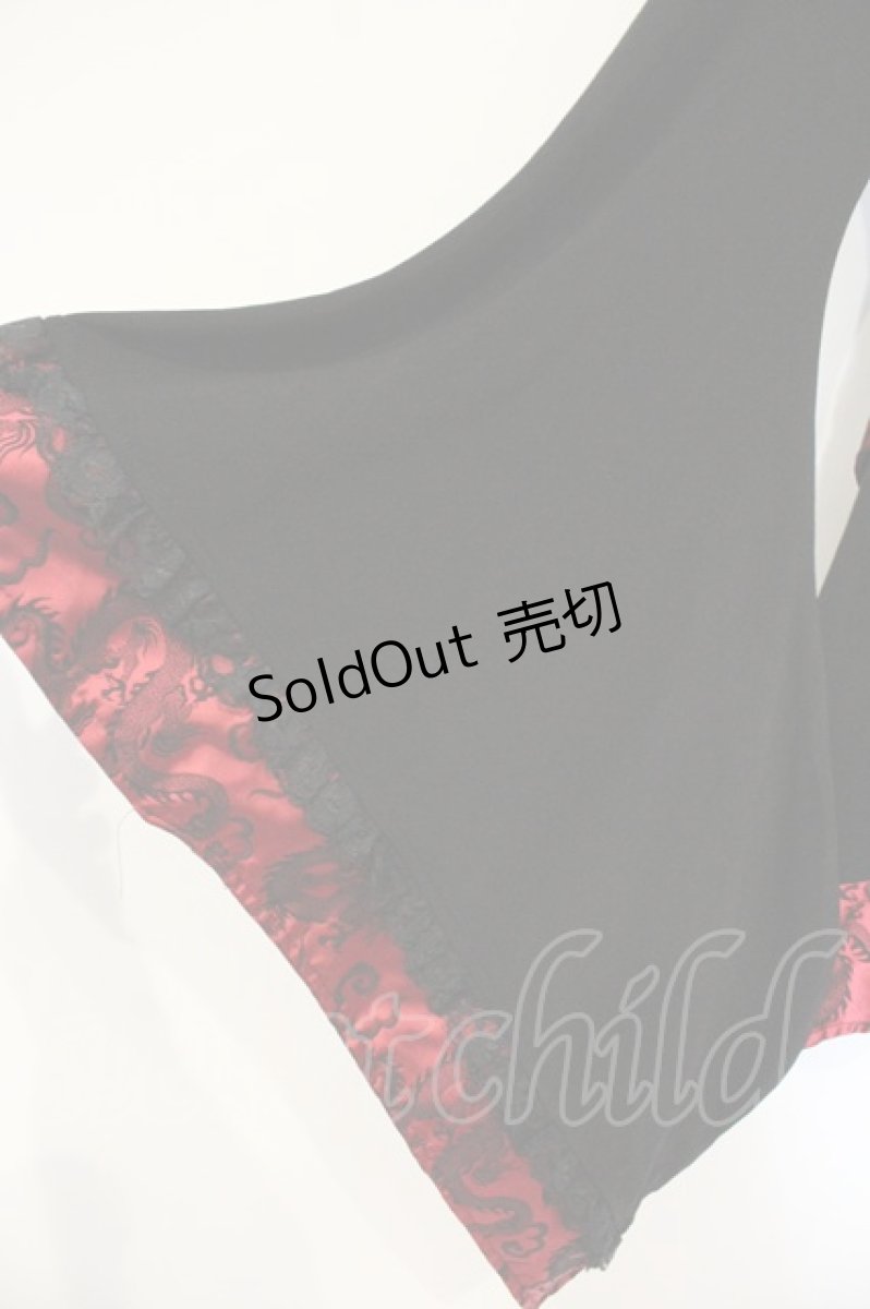 画像4: Qutie Frash / レースアップチャイナカットソー  レッド×ブラック O-26-09-14-070-QU-TO-IG-OS (4)