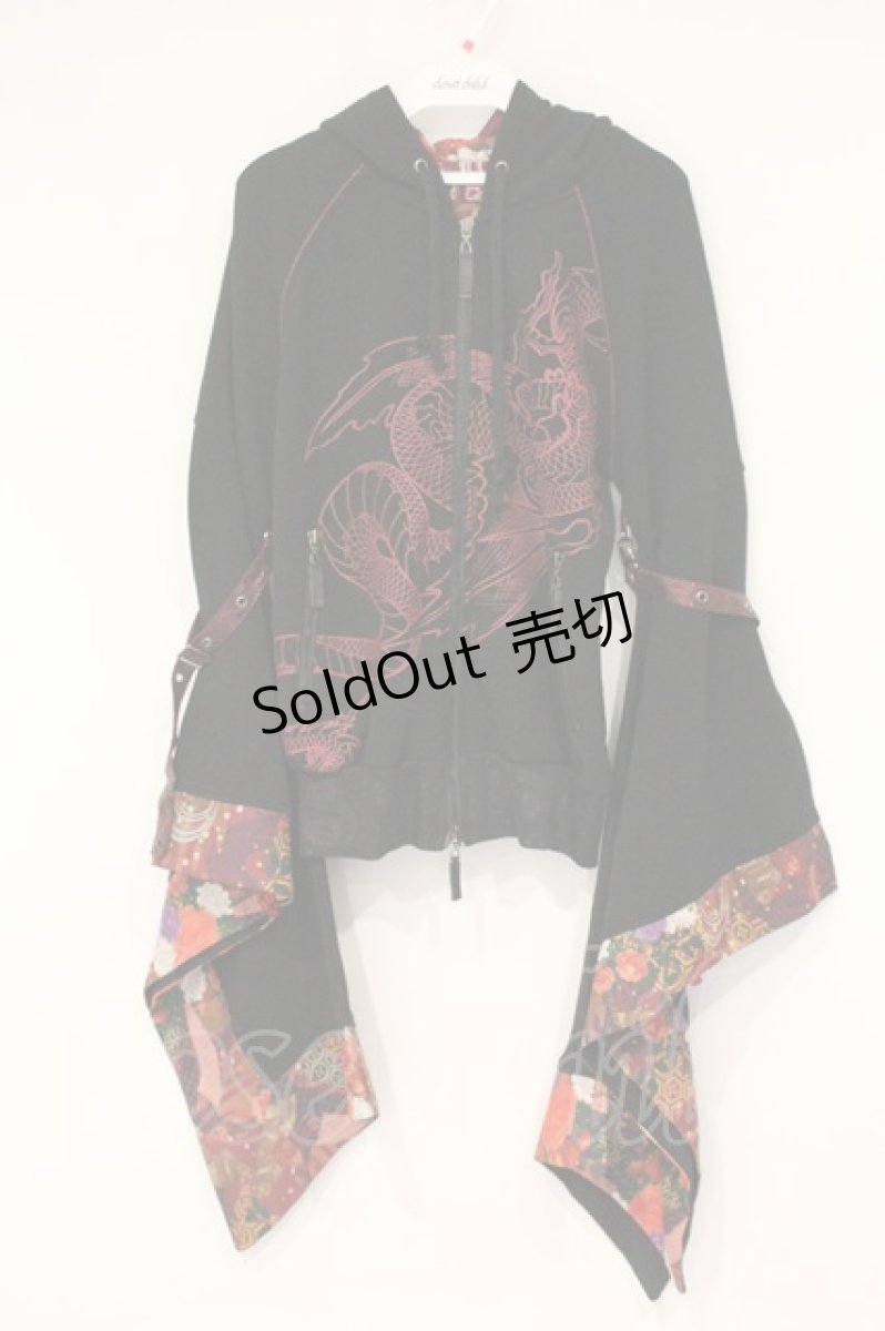 画像1: Qutie Frash / 着物袖ジップパーカー  ブラック×レッド O-26-09-14-074-QU-TO-IG-OS (1)