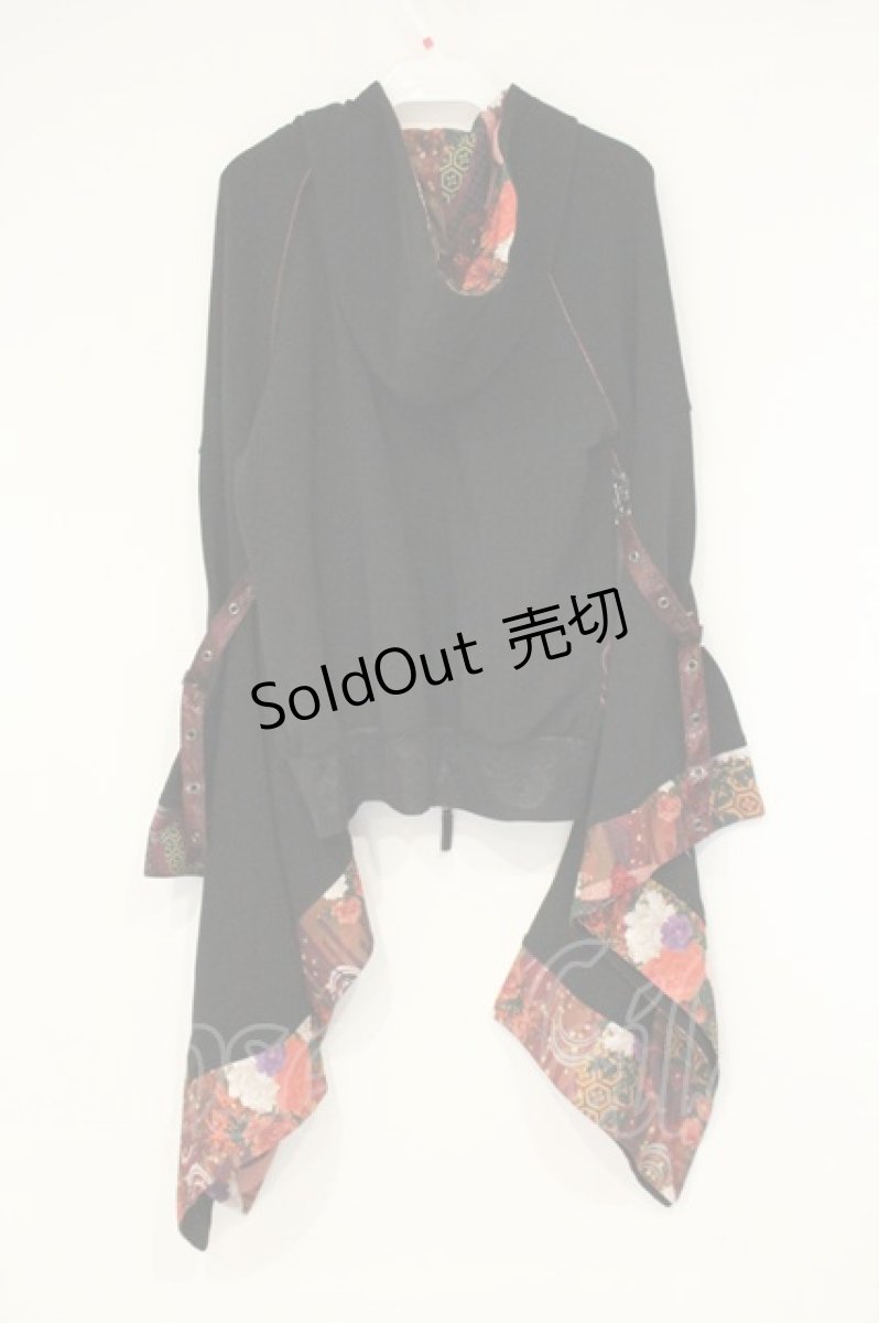 画像4: Qutie Frash / 着物袖ジップパーカー  ブラック×レッド O-26-09-14-074-QU-TO-IG-OS (4)